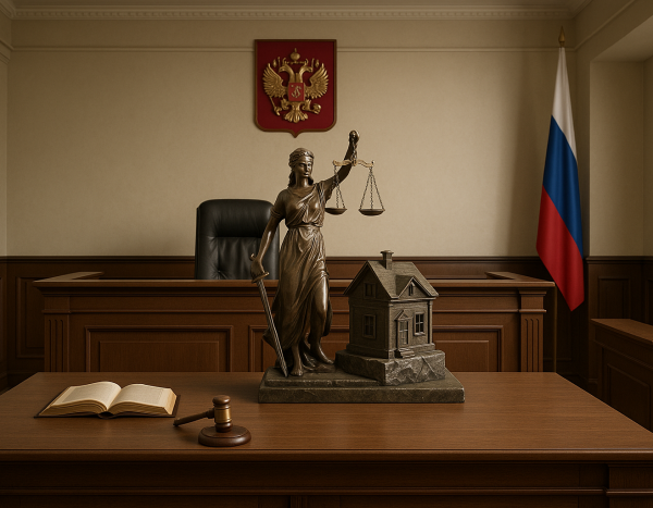 Сцена в российском суде с акцентом на защиту прав собственности